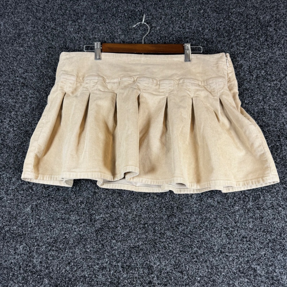 American Eagle Corduroy Skort Tan Beige High Rise Pleated Mini Skirt Size 16